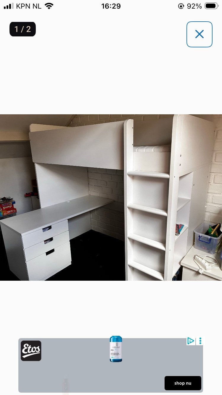 IKEA Hoogslaper met bureau en opbergruimte, Gebruikt, Eenpersoons, Ophalen of Verzenden, 200 cm
