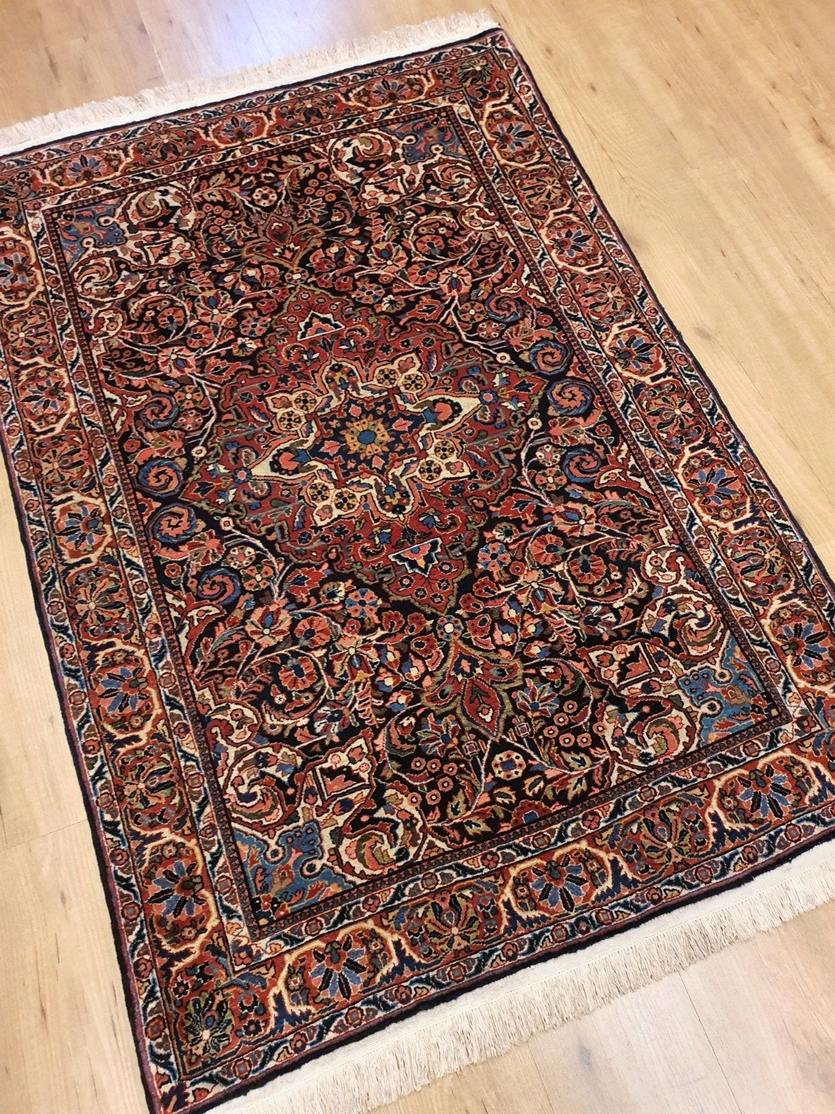 Vintage handgeknoopt perzisch tapijt sarough 164x104, Info@SlatsAntiek.nl, Tweedehands, 100 tot 150 cm, Perzisch