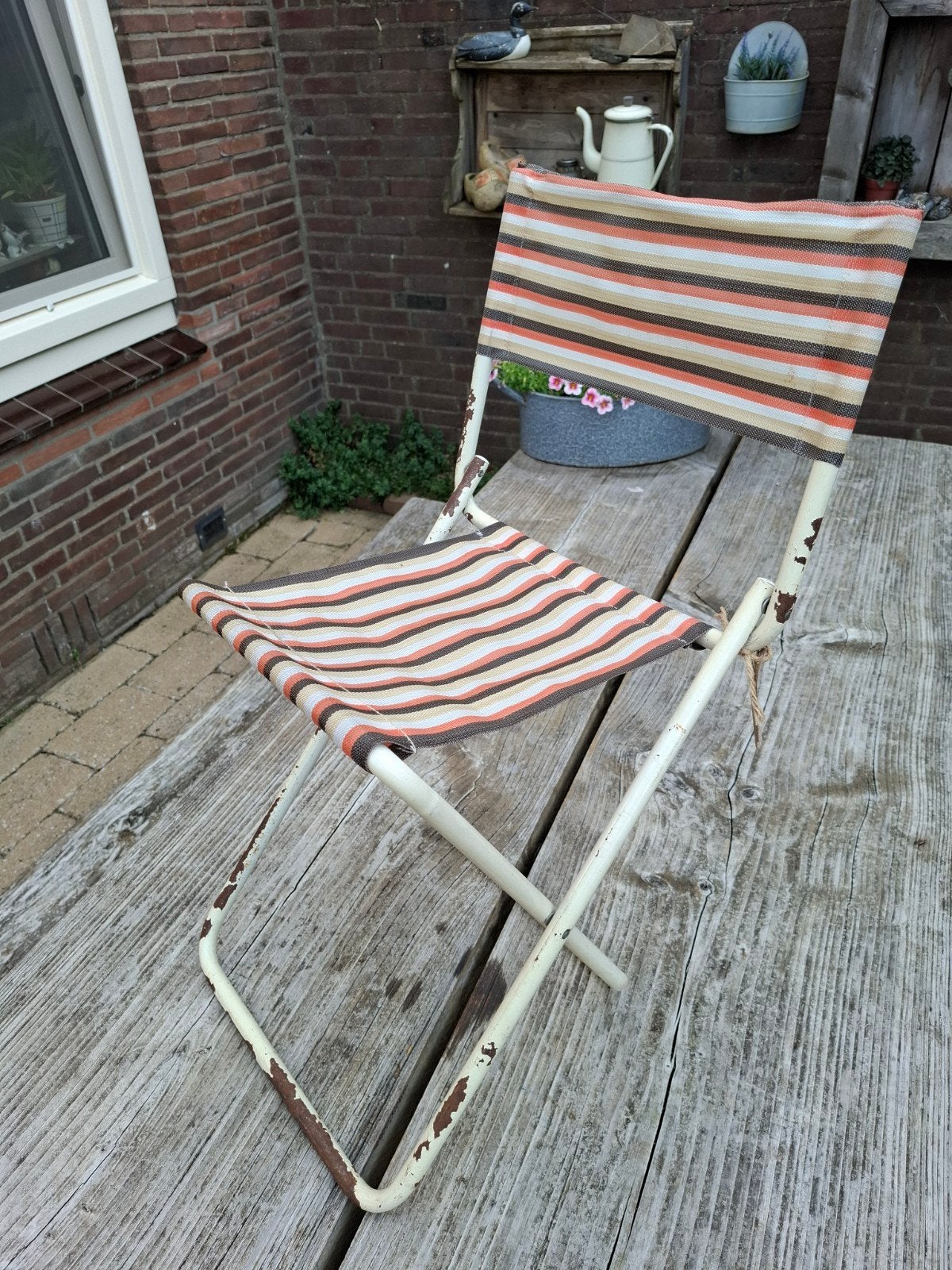 Vintage klapstoeltje / viskrukje, Ophalen of Verzenden