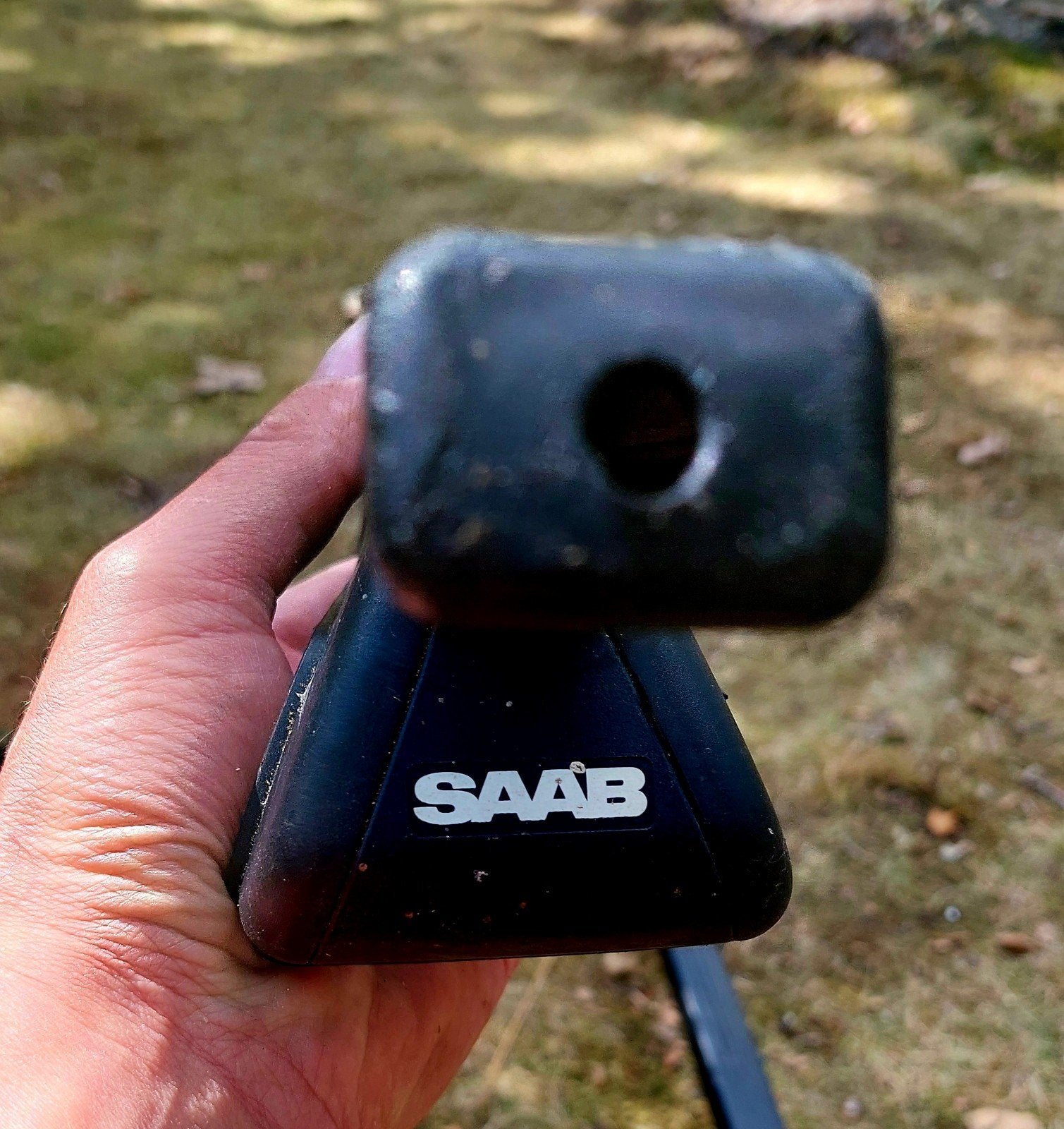 Originele Saab dakdragers voor 9-3 (2003-2006) met dakrail, Auto diversen, Dakdragers, Ophalen, Gebruikt