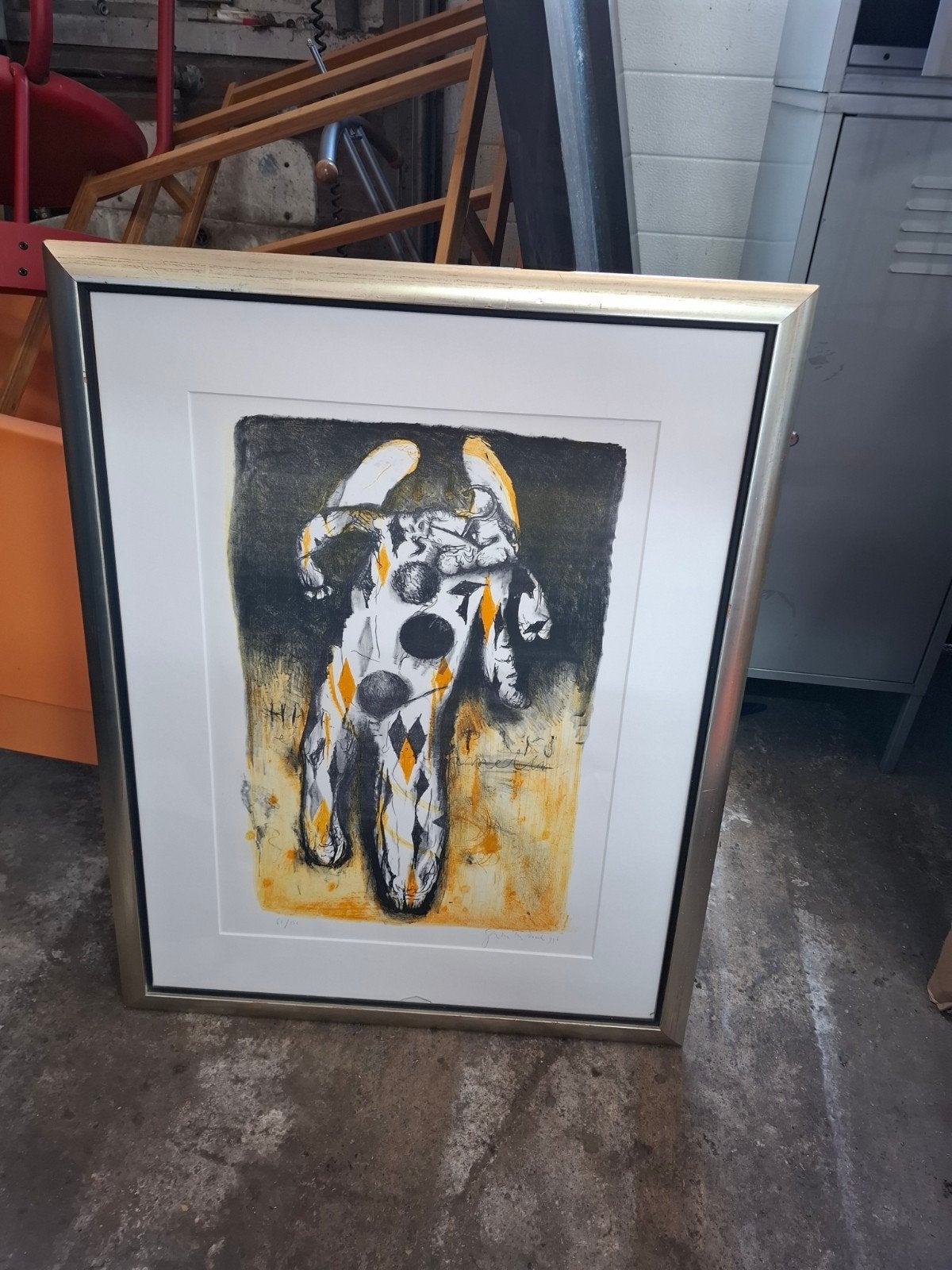 Gesigneerde en genummerde lithografie van Gerben Teunissen, Ophalen, Dagelijks leven, 1950 - 1999, Ingelijst