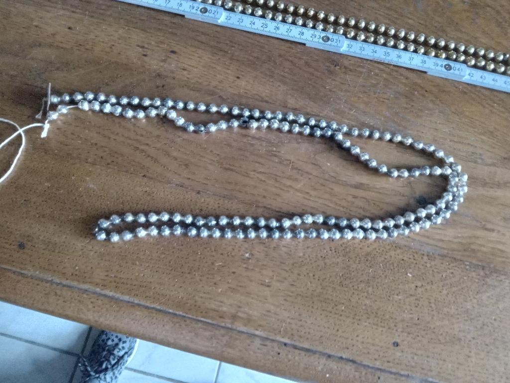 zilveren glaskralen ketting voor in kerstboom, Ophalen of Verzenden, Gebruikt