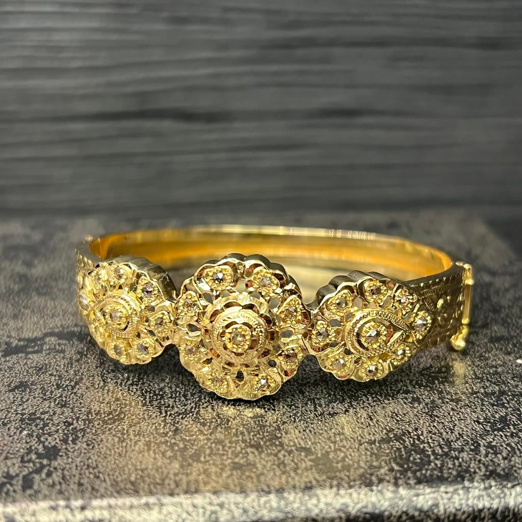 18 karaat gouden armband diamant Marrokaans, Ophalen of Verzenden, Zo goed als nieuw, Goud