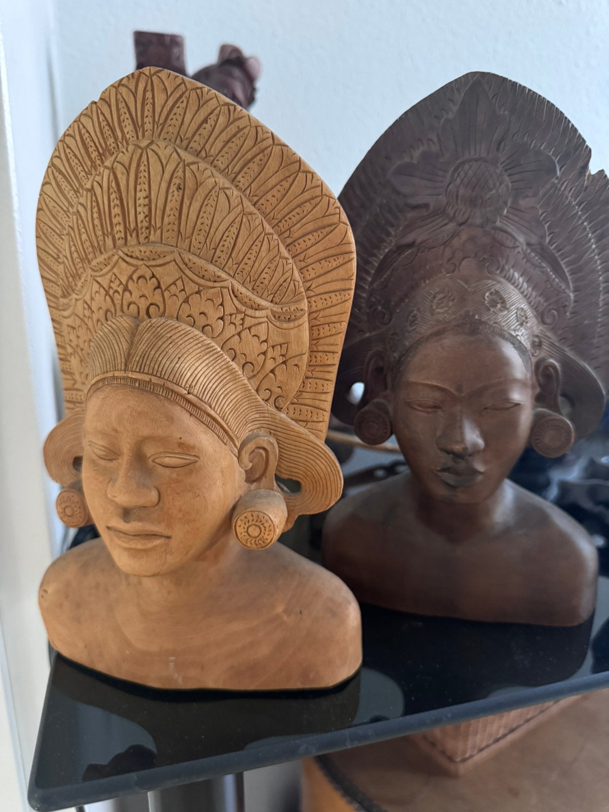 Set handgesneden houten bustes – Bali / Indonesische kunst, Ophalen of Verzenden