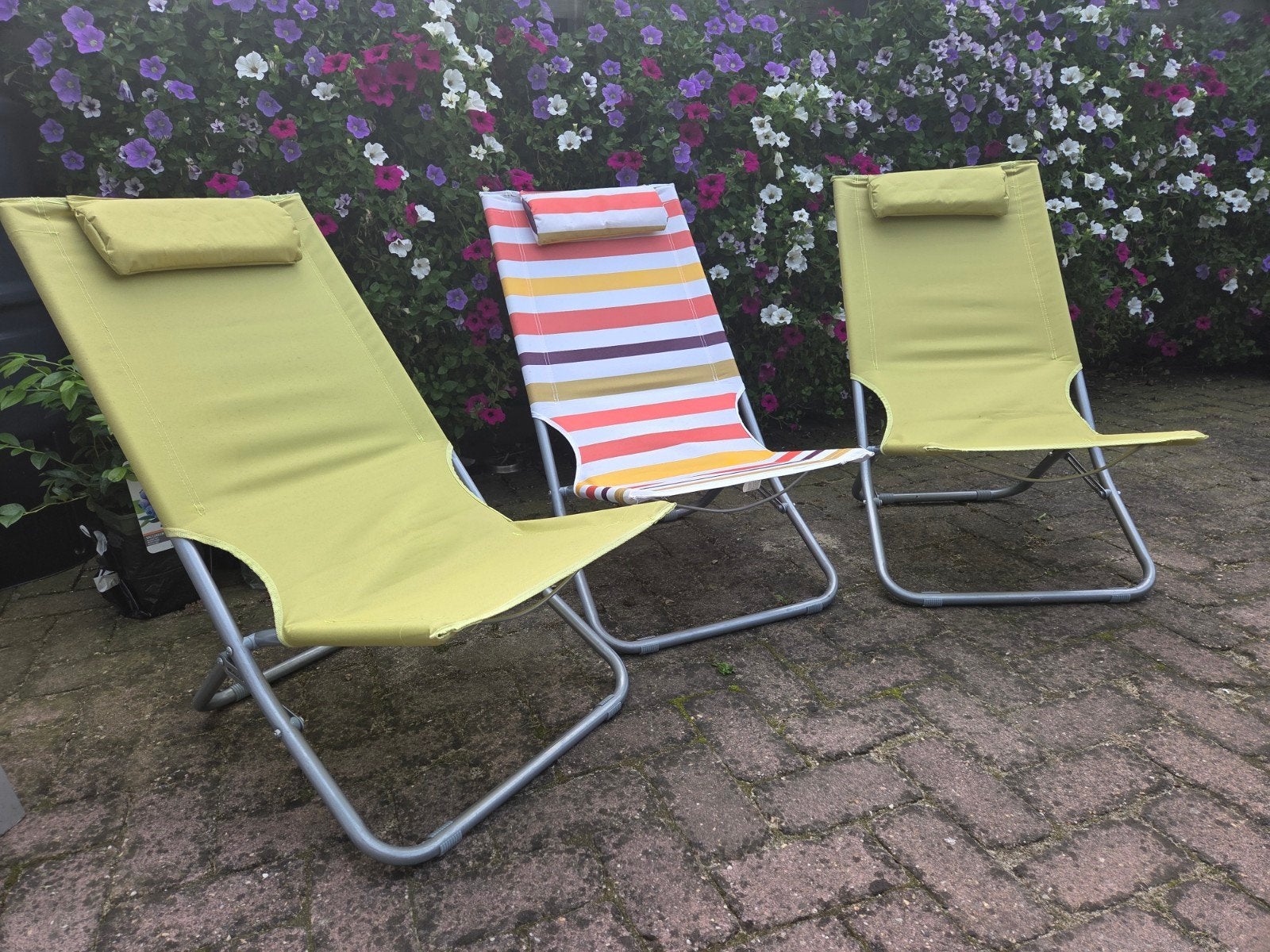 Zo goed als nieuwe inklapbare strandstoelen (3 stuks), Ophalen, Zo goed als nieuw, Metaal, Inklapbaar