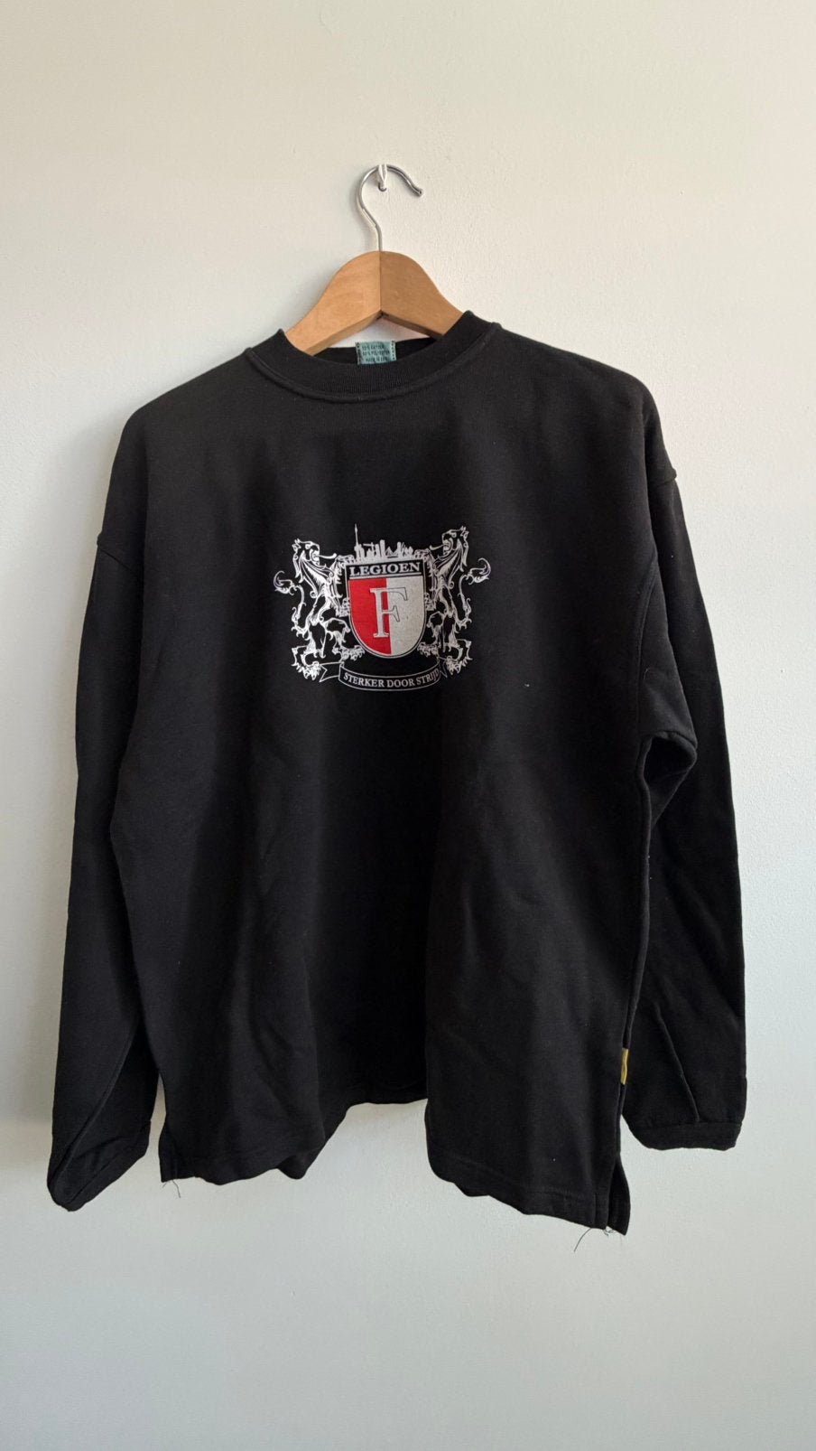 Vintage Feyenoord Legioen Sweater Longsleeve – M – Zwart, Ophalen of Verzenden, Feyenoord