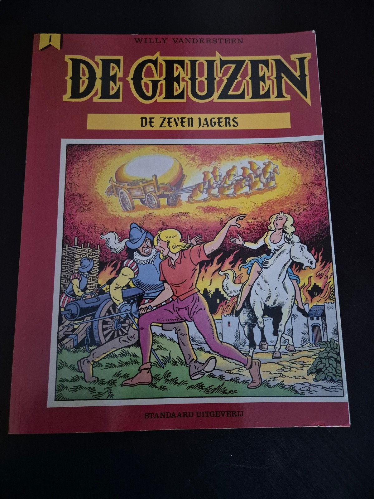 De Geuzen 1 De Zeven Jagers / Vandersteen, Boeken, Gelezen, Willy Vandersteen, Eén stripboek, Ophalen of Verzenden
