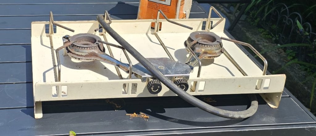 camping gaskoker met gas capsule en stelling, Caravans en Kamperen, Ophalen, Gebruikt