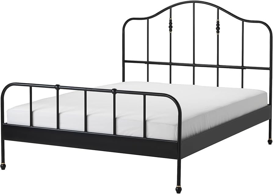 Ikea Sagstua bed (160x200) zonder matras, Huis en Inrichting, Slaapkamer | Bedden, Ophalen, Gebruikt, Zwart, Tweepersoons