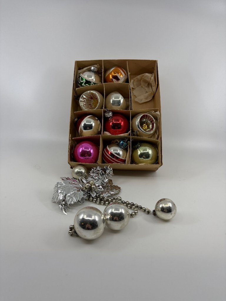 Prachtige Set Vintage Glazen Kerstballen – Jaren '50/'60, Diversen, Ophalen of Verzenden, Gebruikt