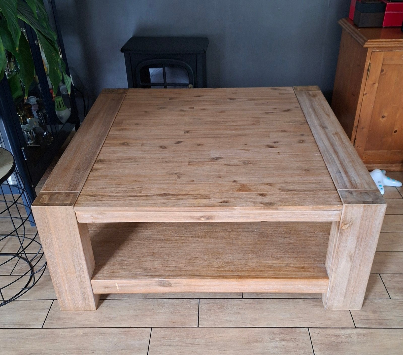 salontafel hout 100x100, Huis en Inrichting, Ophalen, Gebruikt, 100 tot 150 cm, 50 tot 100 cm