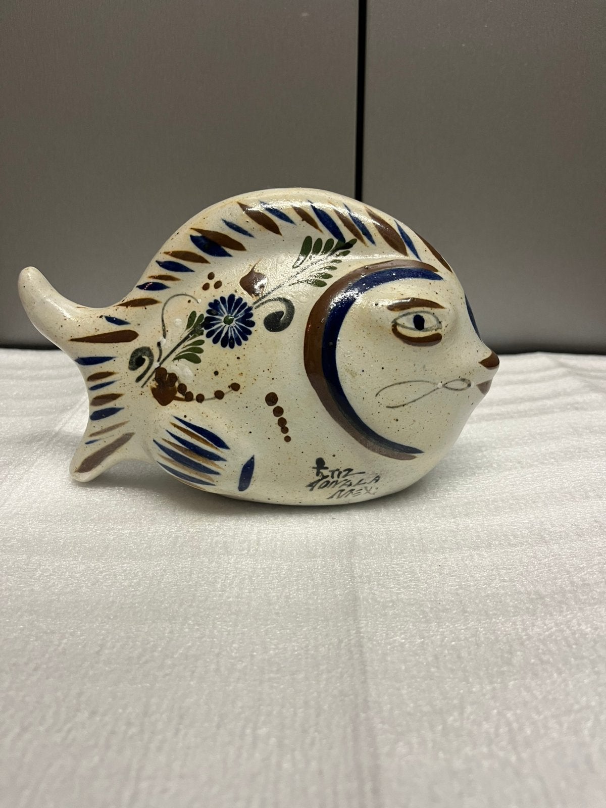 Vintage Mexicaans Tonala Aardewerk Visje – Gesigneerd Ortiz, Ophalen of Verzenden
