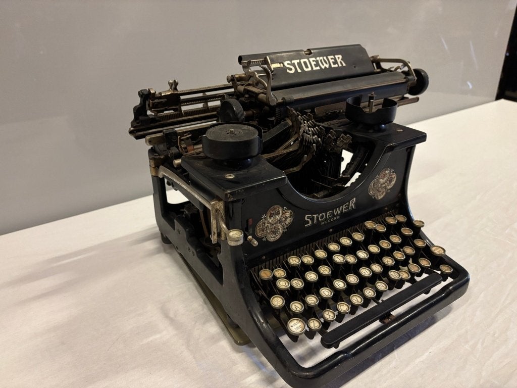 Antieke Stoewer Record typemachine, glazen toetsen, Ophalen of Verzenden