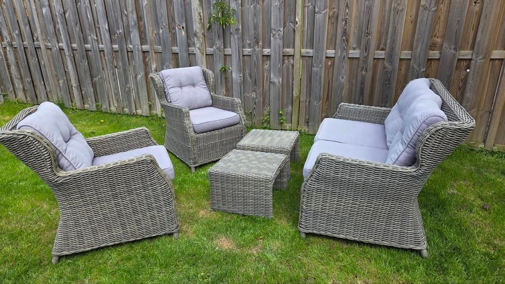 Schitterend Compleet Wicker Tuin/Loungeset, Tuin en Terras, Tuinsets en Loungesets, Gebruikt, Loungeset, Wicker, 4 zitplaatsen