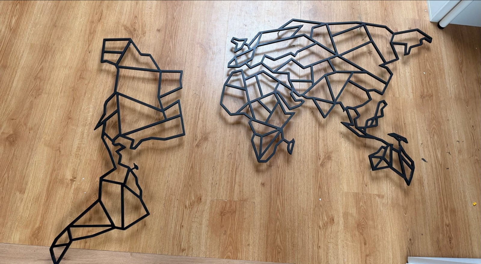 Metalen Wereldkaart Wanddecoratie Zwart, Ophalen, Metaal, Wandsculptuur, Zwart