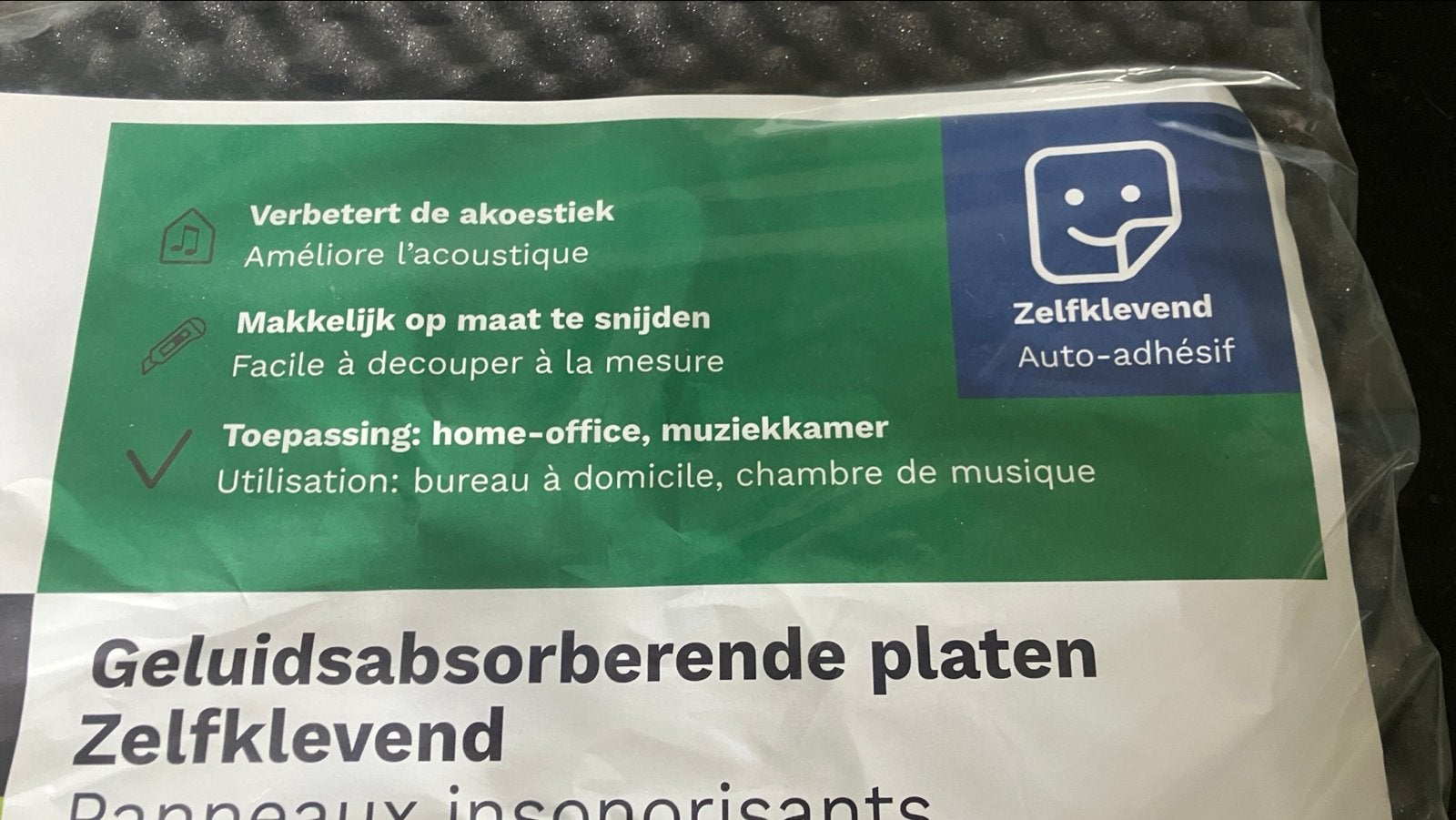 Geluidsabsorberende schuimplaten (2 stuks, 1m², zelfklevend), Ophalen of Verzenden, Nieuw