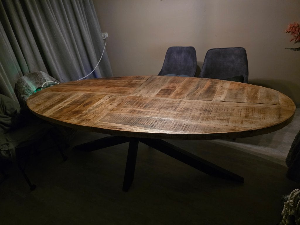 Eettafel mango hout 240cm, Ophalen, Overige materialen, 200 cm of meer, 50 tot 100 cm