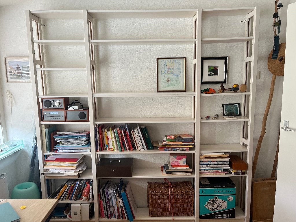 Lundia boekenkast, wit, 22 cm diep (zeldzaam), Met plank(en), Gebruikt, 200 cm of meer, Ophalen of Verzenden