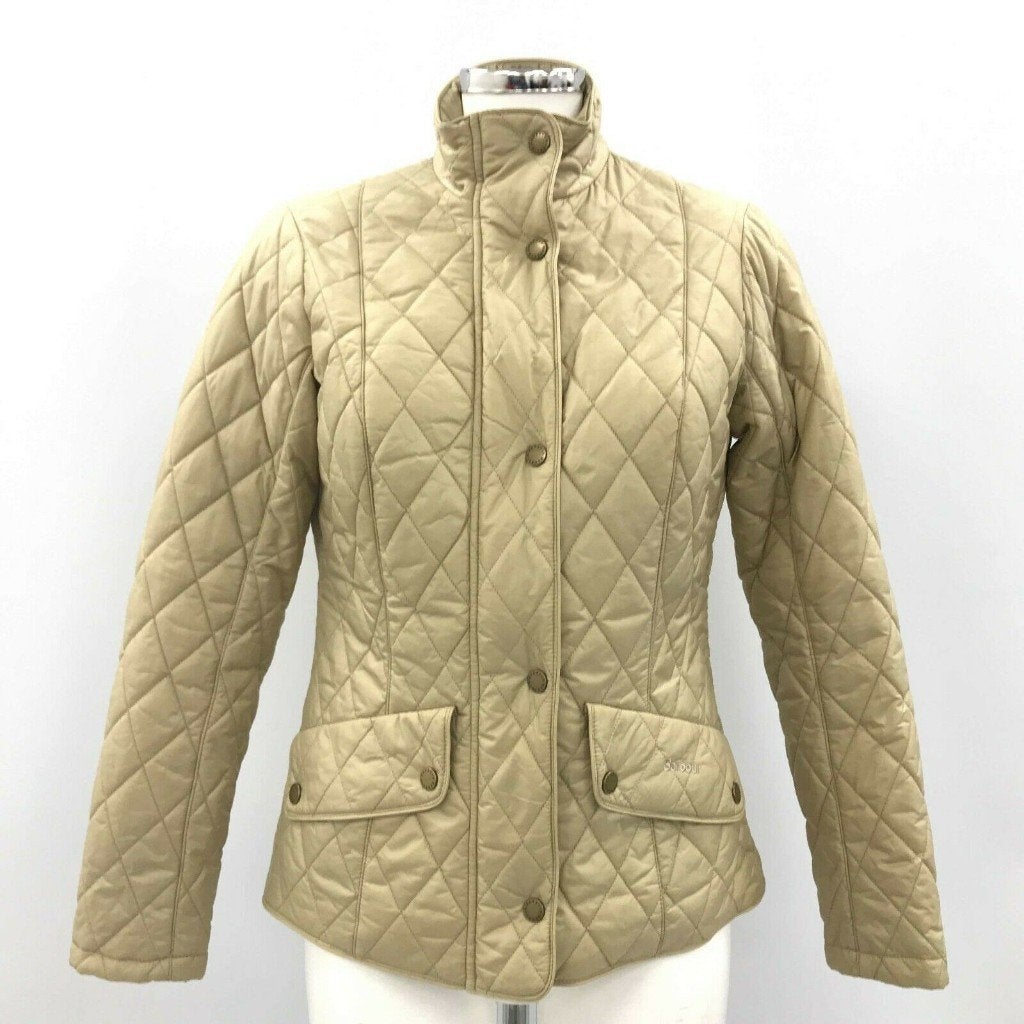 Barbour: z.g.a.n. sportief lichtgewatteerd jasje maat S, Barbour, Verzenden, Beige, Zo goed als nieuw