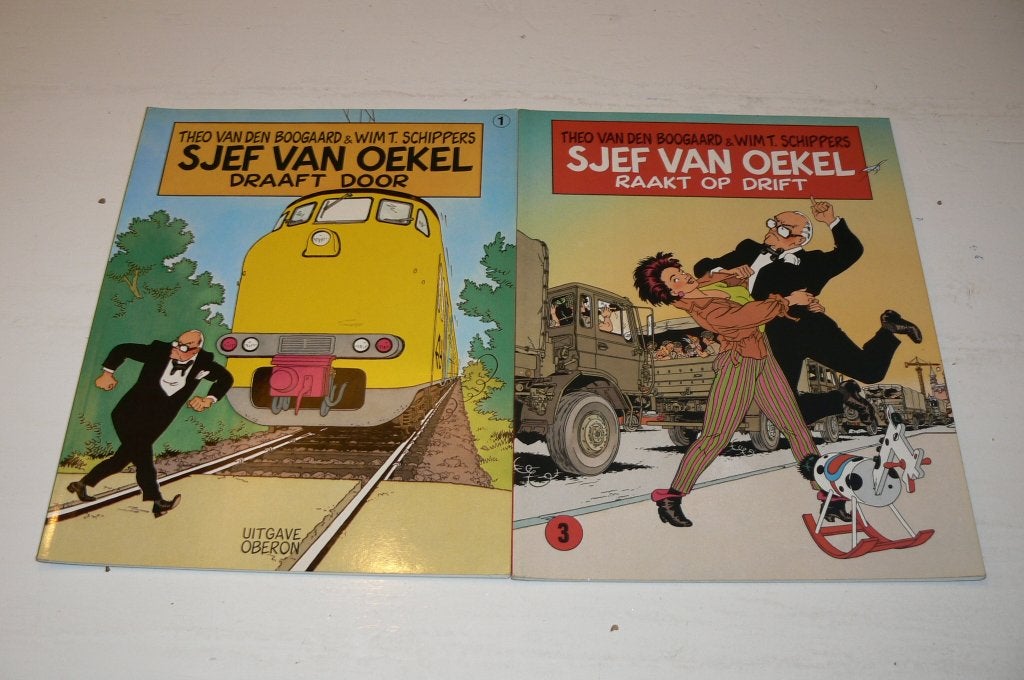 2 Sjef van Oekel albums. Delen 1 & 3. Ook losse verkoop., Meerdere stripboeken, Ophalen of Verzenden, Zo goed als nieuw, Theo van den Boogaard & Wim T. Schippers