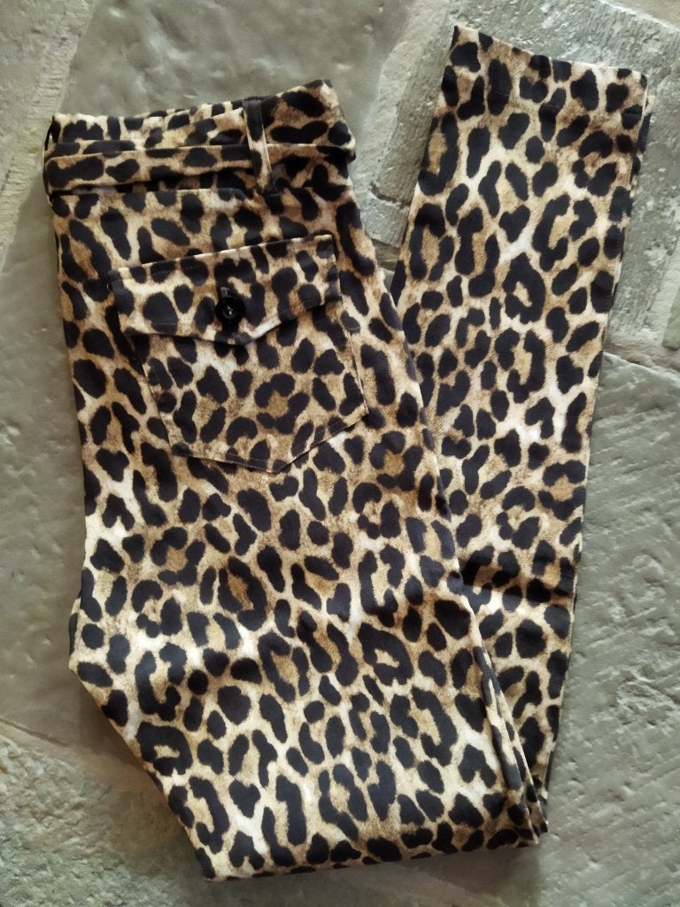 Helena Hart Pantalon Leopard Stretch Maat S, Zwart, Zo goed als nieuw, Maat 36 (S), Lang