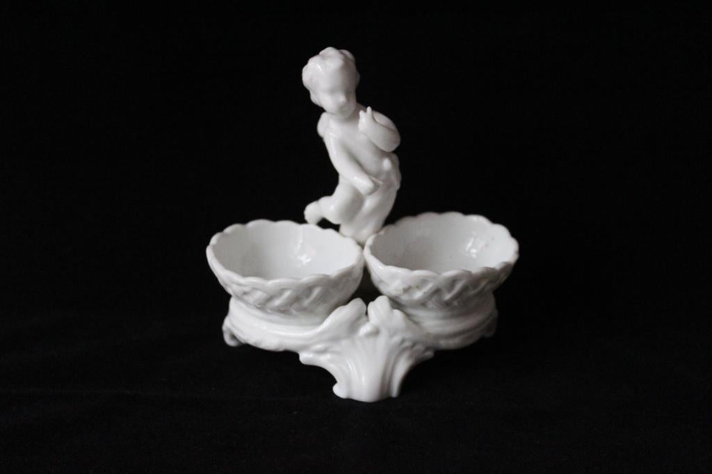 Antieke Meissen dubbel zoutvat schaaltjes 19e eeuw, Antiek en Kunst, Ophalen of Verzenden
