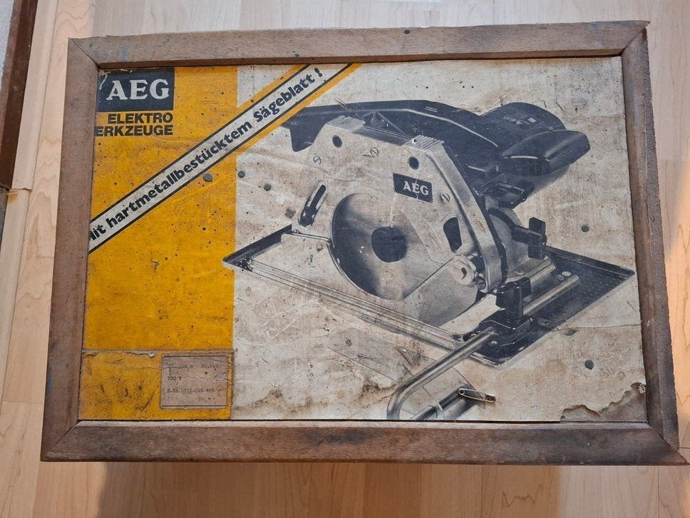 AEG Cirkelzaag HK 160A met diverse zaagbladen en kist, Ophalen, AEG, Gebruikt, Cirkelzaag