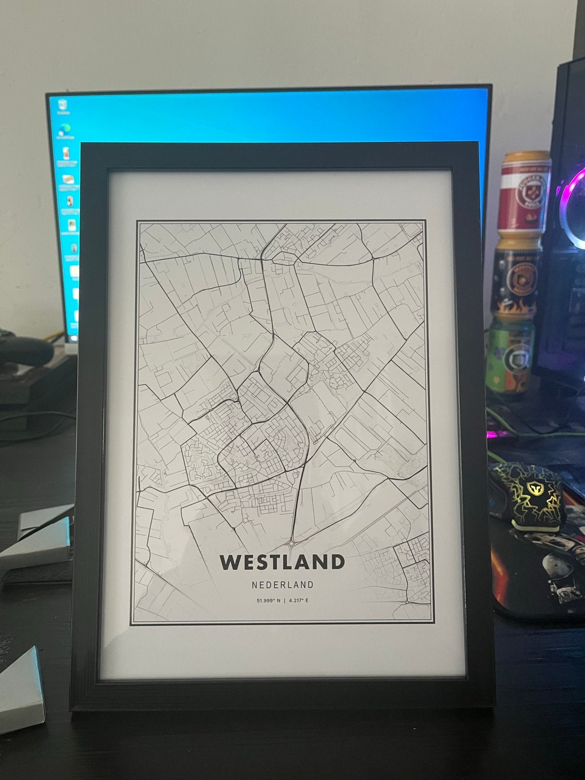 Ingelijste kaart van het Westland (nieuw), Ophalen, Minder dan 50 cm, Nieuw, Foto of Poster