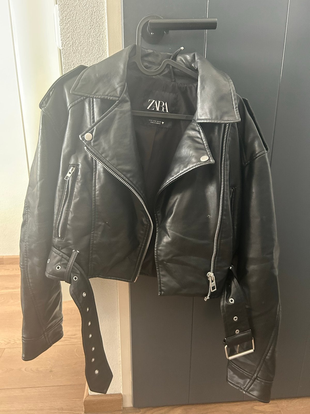 Zara leren jasje maat S, Kleding | Dames, Jassen | Zomer, Ophalen of Verzenden, Gedragen, Maat 36 (S), Zwart