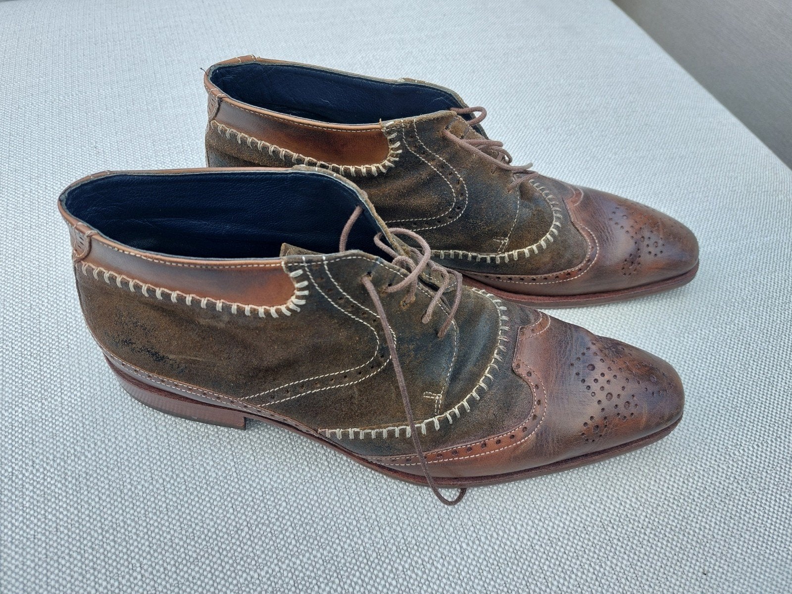 Vero Cuoio veterschoenen - Bruin leer en suède - Maat 43, Bruin, Gedragen, Veterschoenen, Vero Cuoio