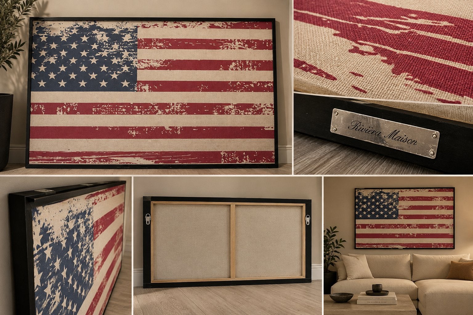 Riviera Maison Canvas Schilderij - Amerikaanse Vlag, Ophalen, Oorspronkelijke maker, Zo goed als nieuw, Schilderij