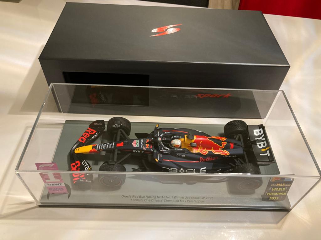Max Verstappen rb18 no1 winner japanese gp 2022 spark 1/18, Ophalen of Verzenden, Nieuw, Formule 1
