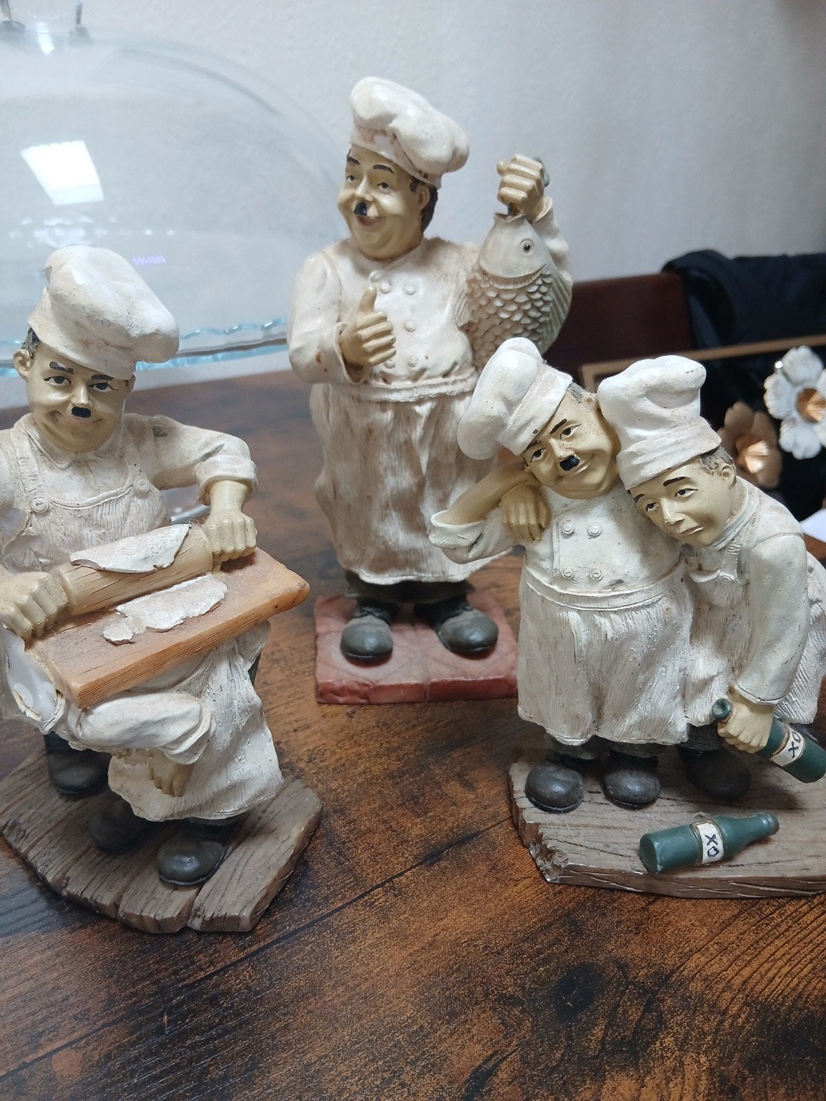 Set van 3 Chef-kok Beeldjes - Decoratieve Keukenfiguren, Verzamelen, Ophalen