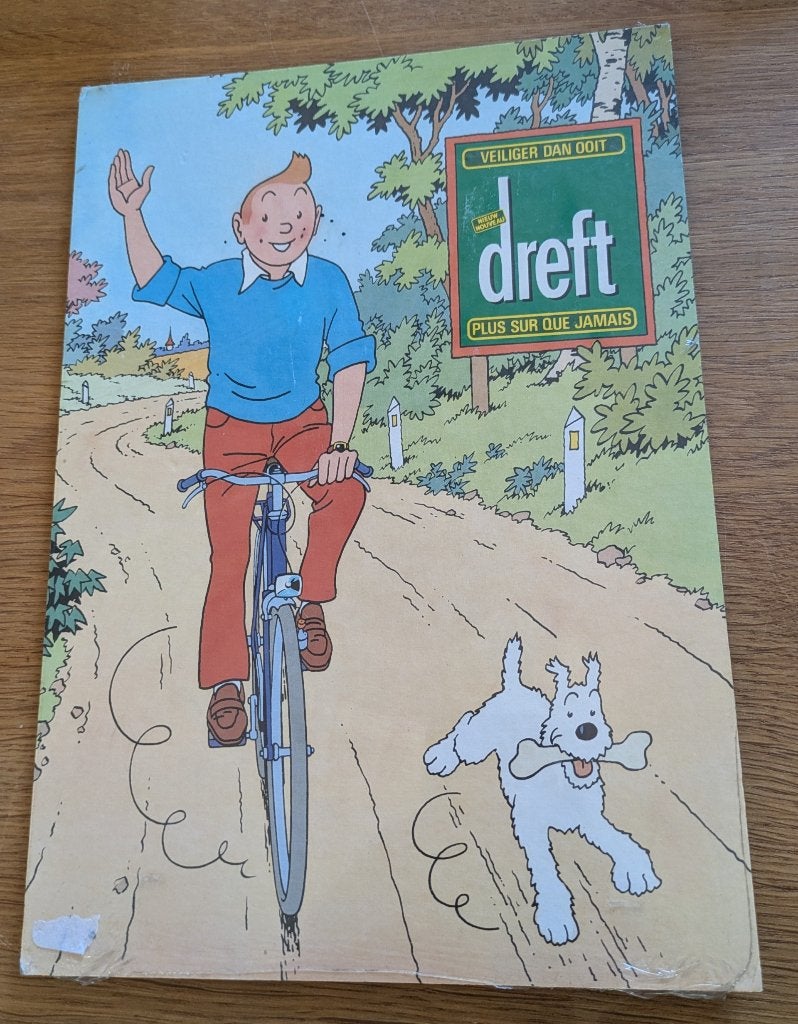 Kuifje op de fiets dreft legpuzzel 96 stuks 1975, Verzenden, Kuifje, Beeldje of Figuurtje