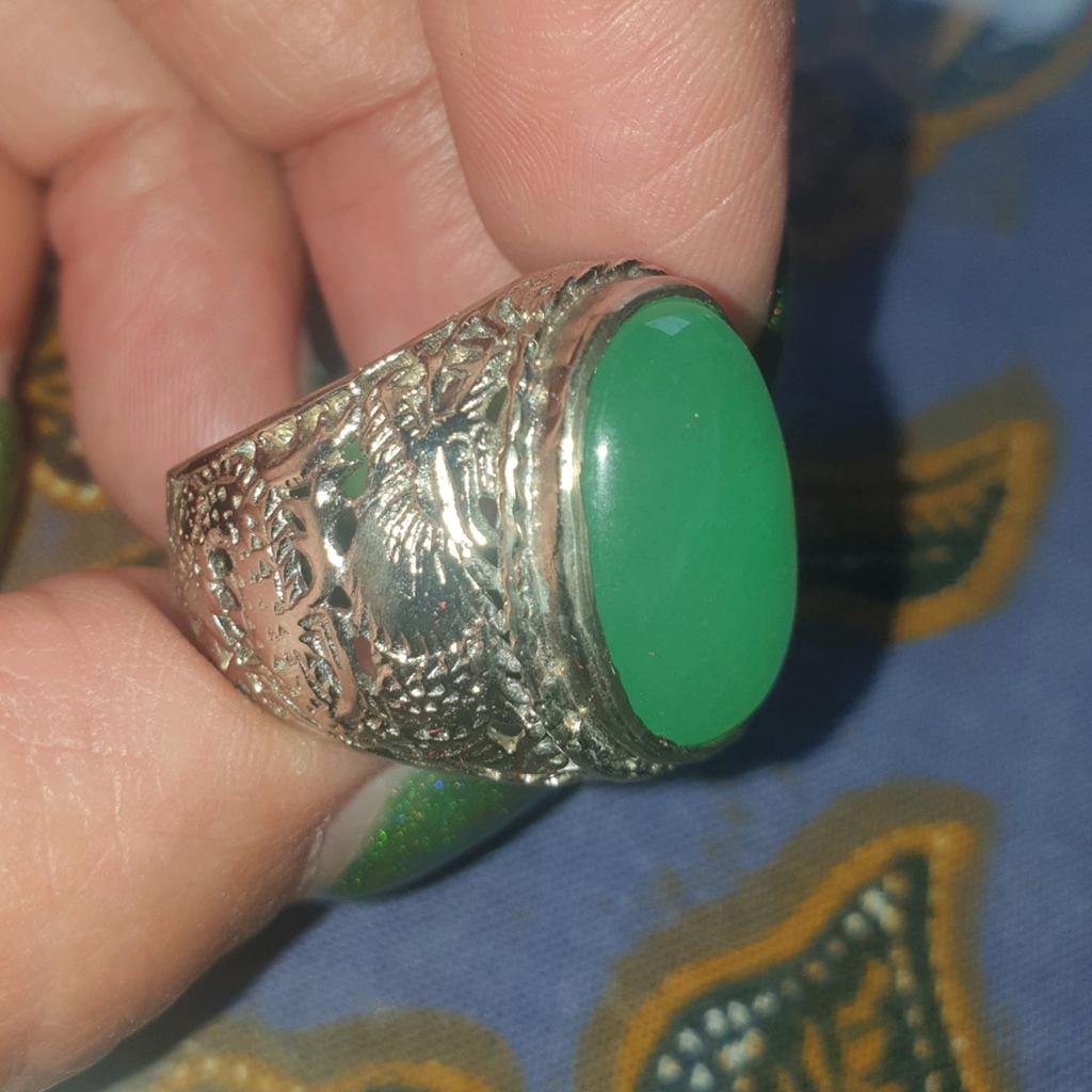Ring maat 18,5 batu akik Aventurin Indonesië, Sieraden, Tassen en Uiterlijk, Ringen, Ophalen of Verzenden, Nieuw, 18 tot 19, Dame of Heer
