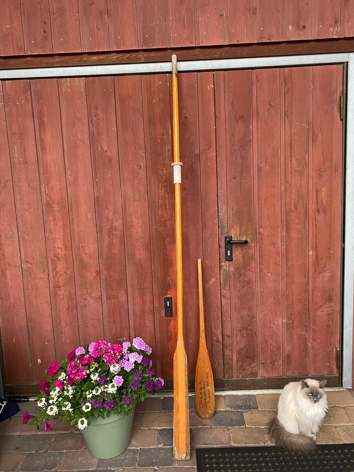 Vintage houten roeispanen - decoratief, Watersport en Boten, Ophalen, Gebruikt