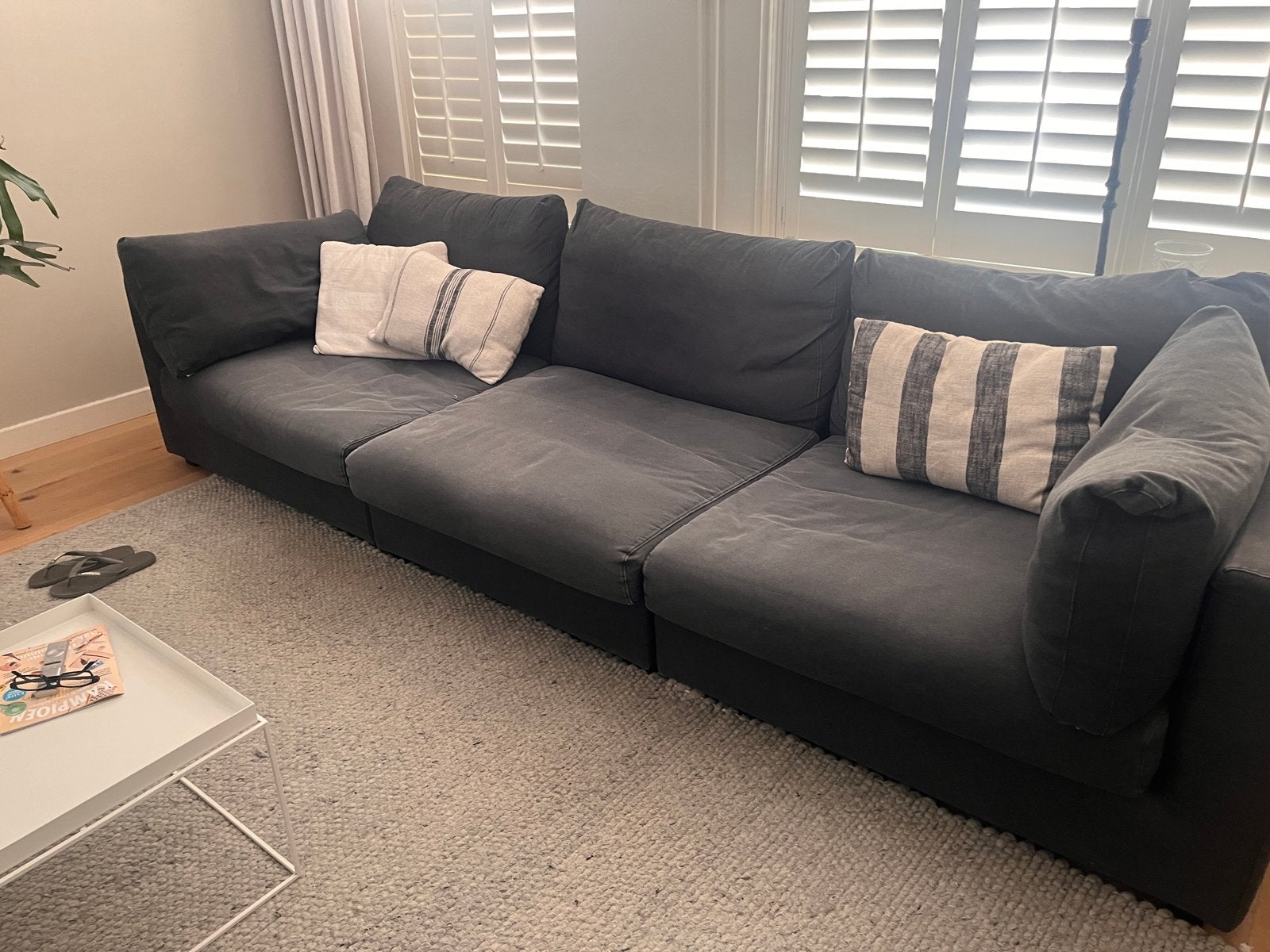 Gratis af te halen !!!!!! LUMZ bank met hocker, Ophalen, Gebruikt, 100 tot 125 cm, 300 cm of meer