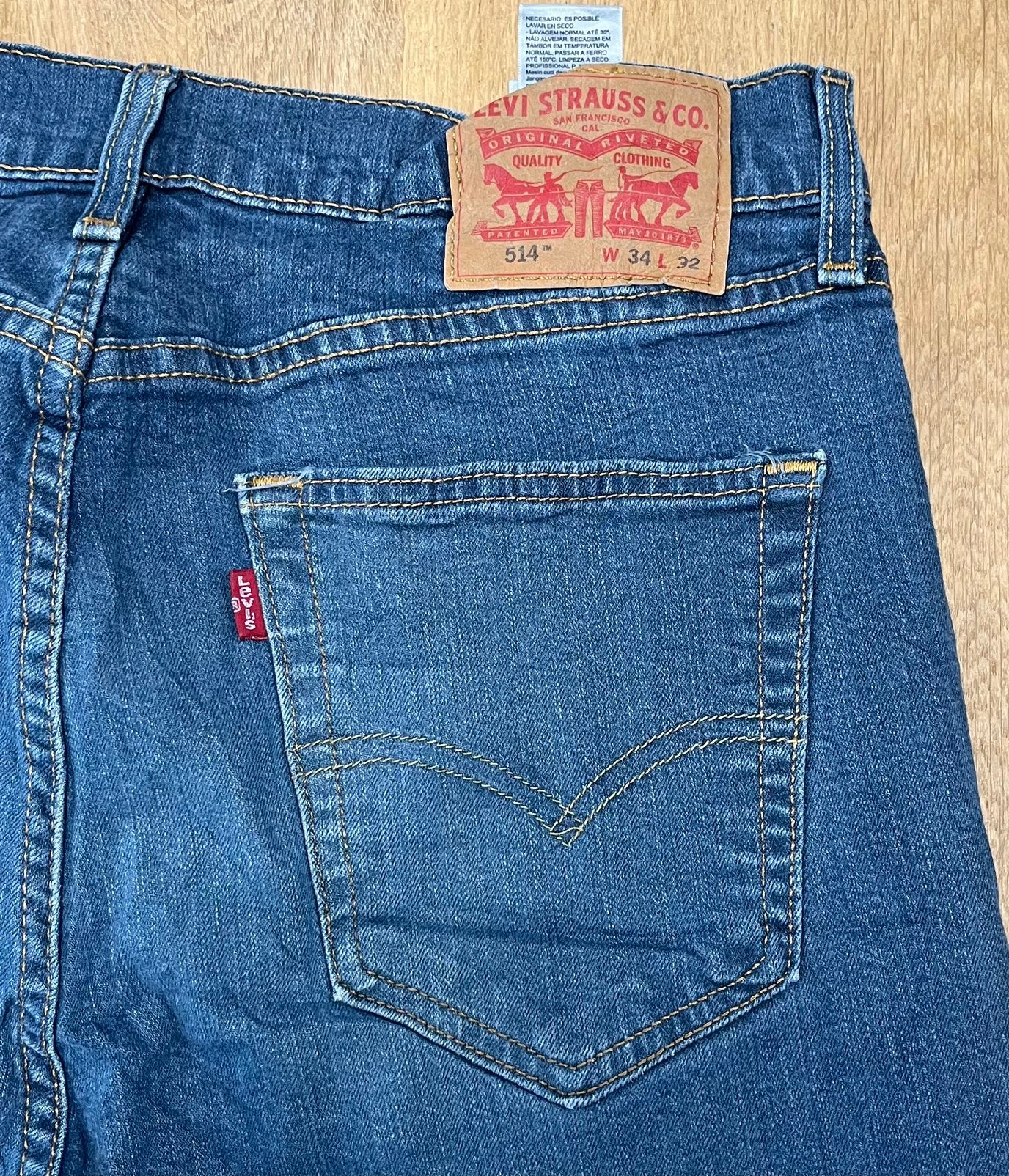 Levi’s 514 straight jeans marineblauw - Maat W34 L32, Ophalen of Verzenden, Zo goed als nieuw, Blauw, W33 - W34 (confectie 48/50)