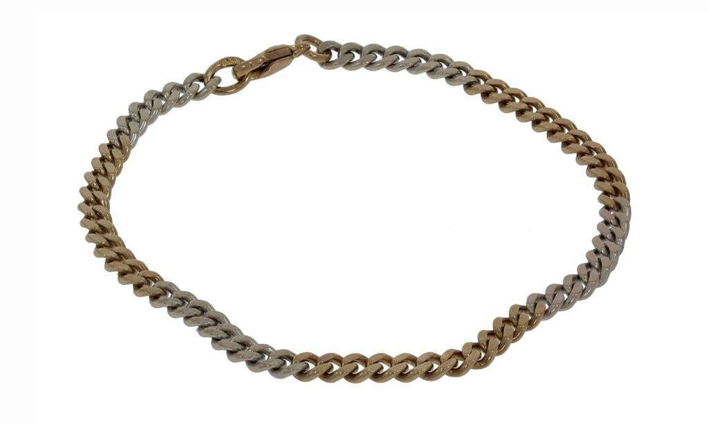 Gourmet schakel gouden armband bicolor dames heren unisex, Sieraden, Tassen en Uiterlijk, Armbanden, Voordeelsieraden, Verzenden