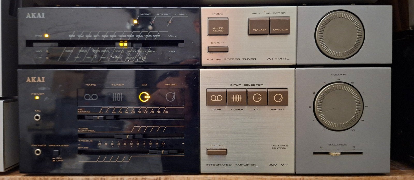 Akai AT-M11L Tuner en Akai AM-M11 Versterker Set, Ophalen of Verzenden
