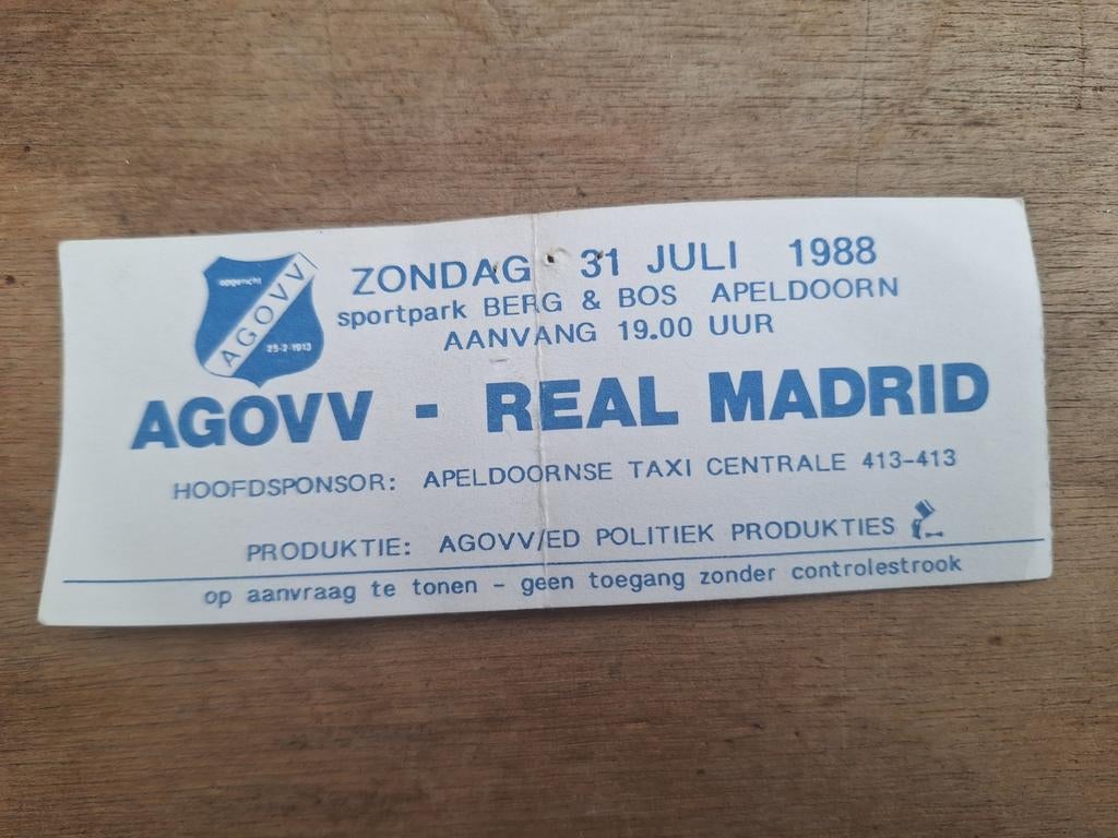 AGOVV - REAL MADRID 31 Juli 1988., Ophalen of Verzenden, Buitenlandse clubs