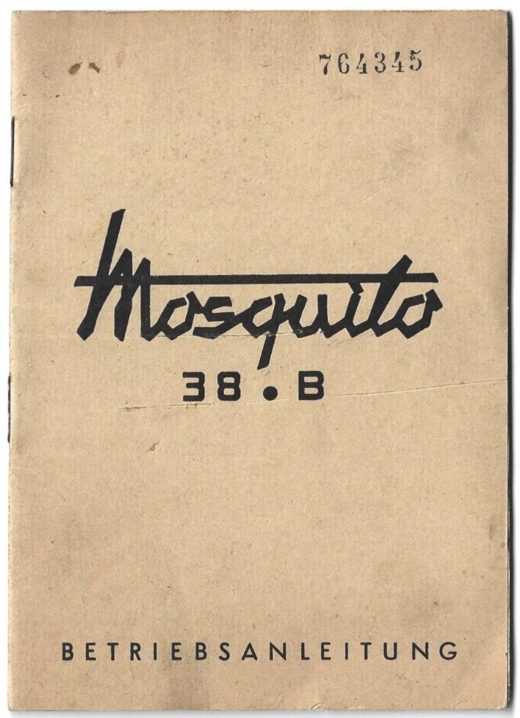 Mosquito 38 B handleiding Betriebsanletung hulpmotor, Verzenden, Zo goed als nieuw