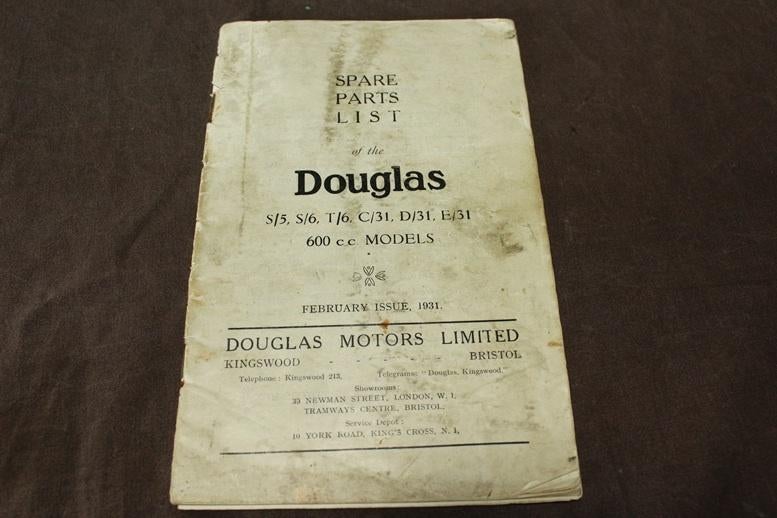 Douglas 1931 600cc models motorcycle parts list S5 S6 T6 etc, Motoren, Ophalen of Verzenden, Overige merken