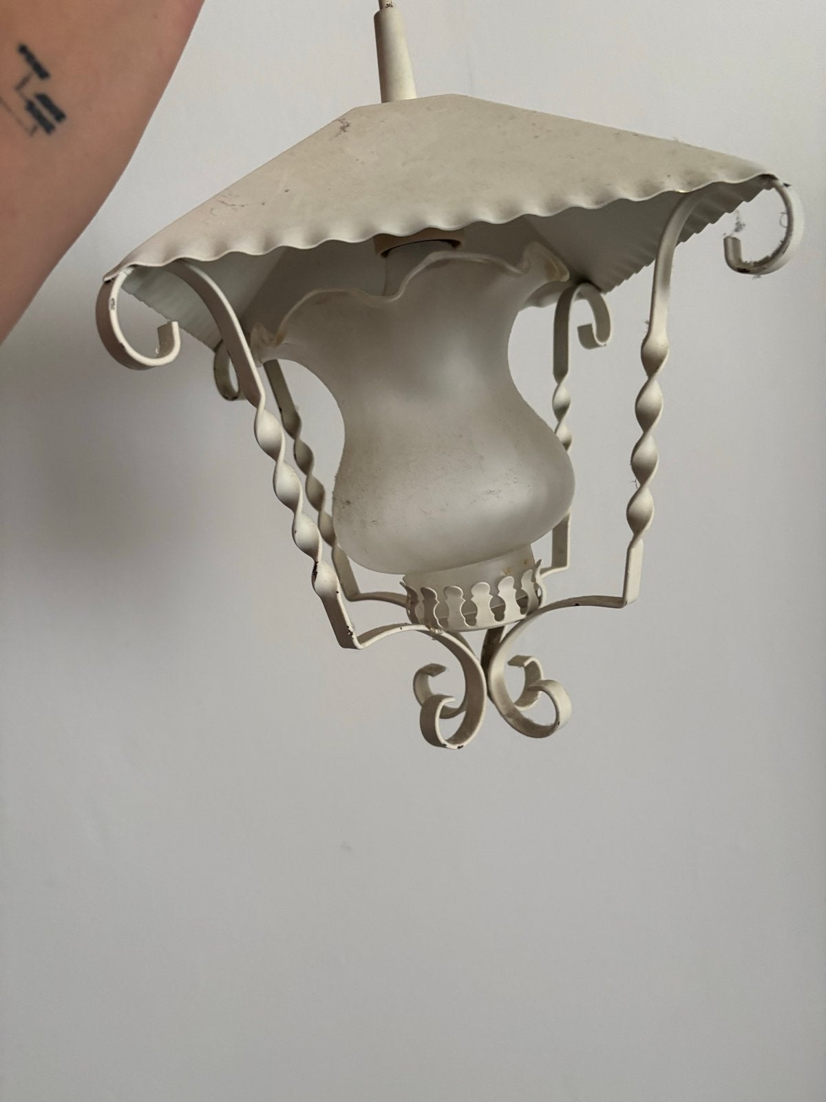 Vintage Crèmekleurige Hanglamp Jaren '70 - Lantaarn Model, Ophalen