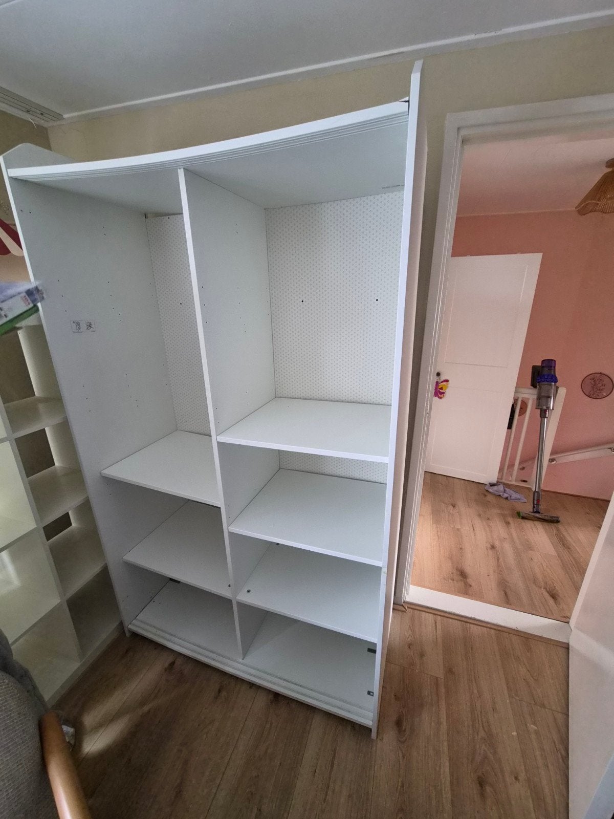 IKEA HAUGA Schuifdeurkast Wit - Gebruikt, Ophalen, 100 tot 150 cm, 150 tot 200 cm, 50 tot 75 cm