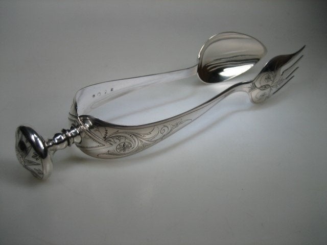 Antieke Hollandse Zilveren Saladetang uit ca.1885, Verzenden, Zilver, Overige typen