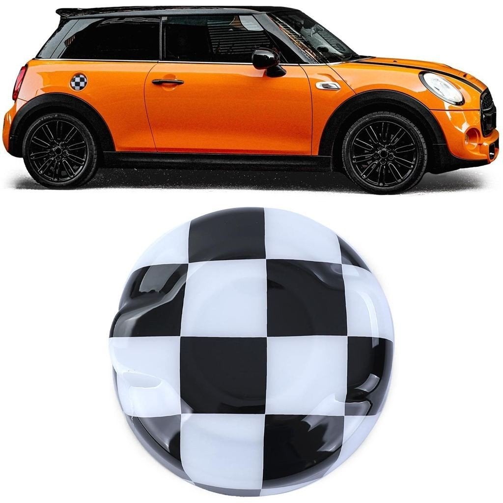 Tankklep Cover Zwart/Wit Karo Design voor Mini F55 / F56 / F