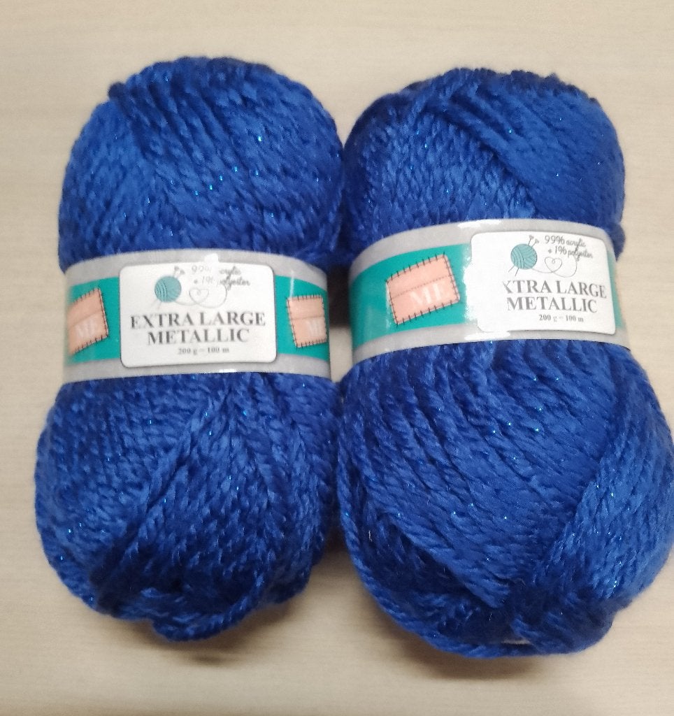 Breigaren: Extra Large Metallic - Blauw (2 bollen), Ophalen of Verzenden, Nieuw, Breien of Haken, Wol of Garen