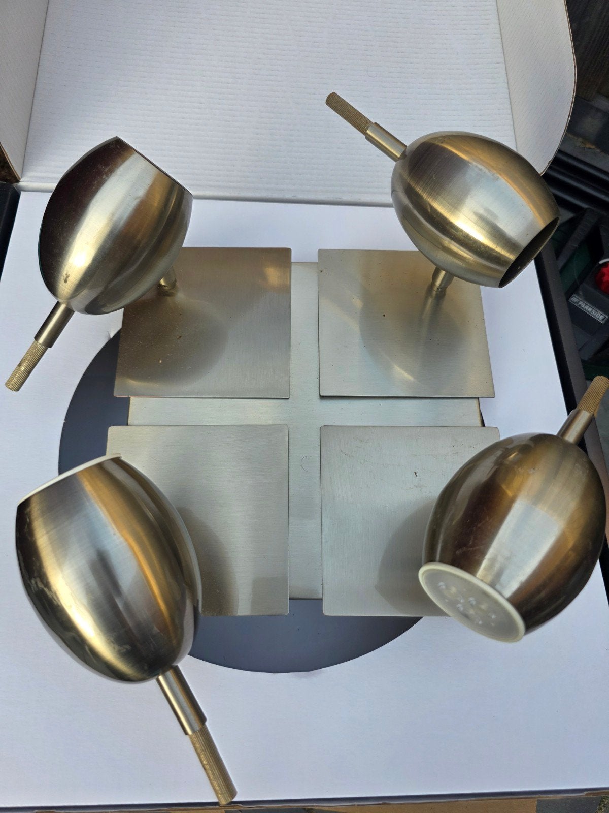 Moderne plafondlamp met 4 GU10 spots, Ophalen, Zilver, Modern, GU10
