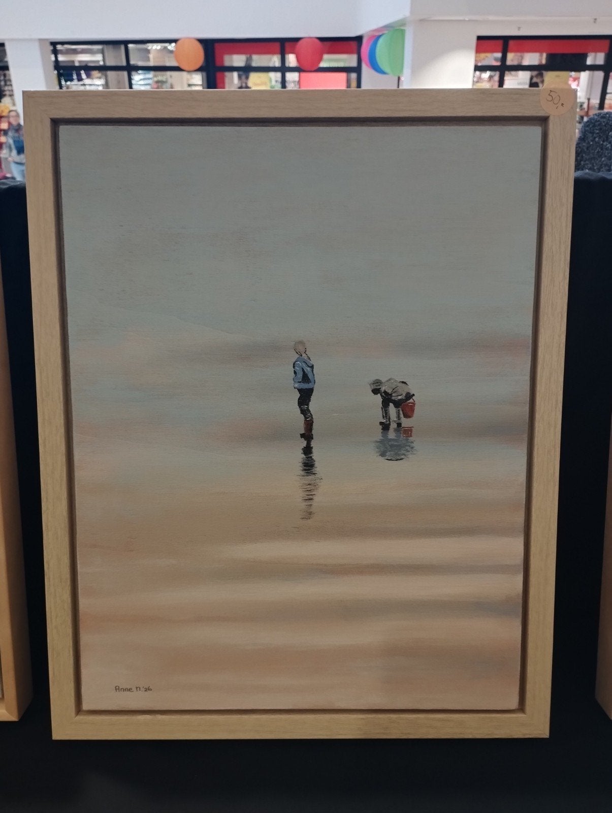 mooi strand schilderij incl lijst afm ca 40x50 cm, Antiek en Kunst, Ophalen of Verzenden